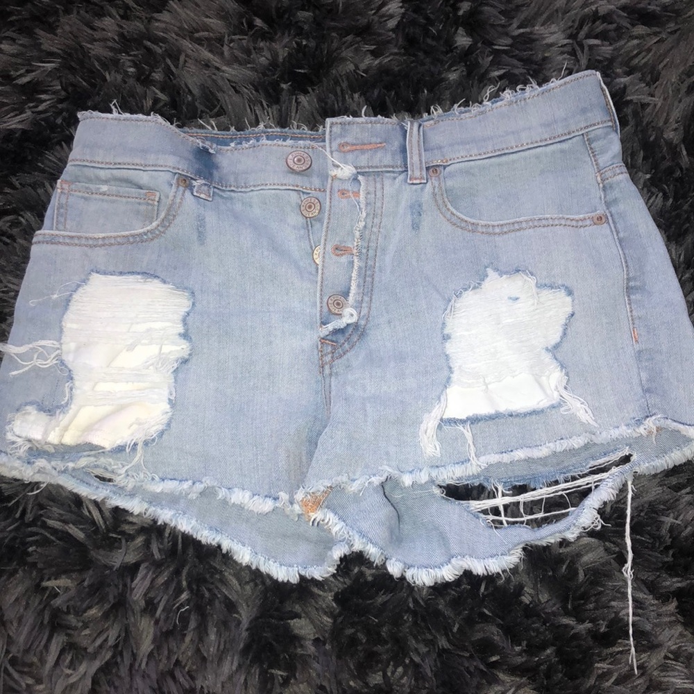 Express Jeans Distressed High Rise Shorts
